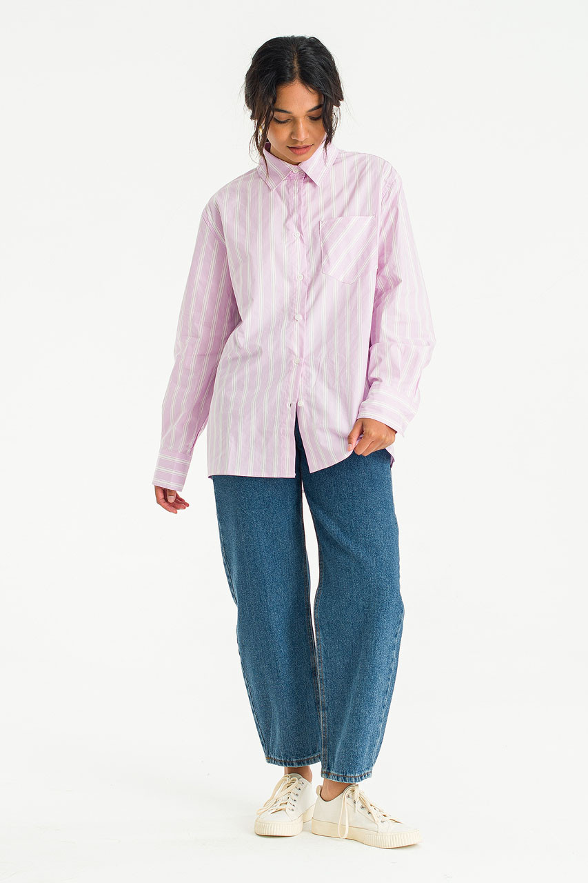 Boxy Stripe Oxford Shirt, Pink