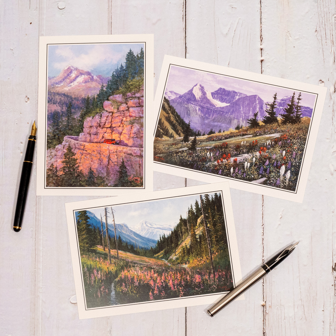 Red Bus Fine Art Postcard Set of 3 - Glacier National Park Conservancy