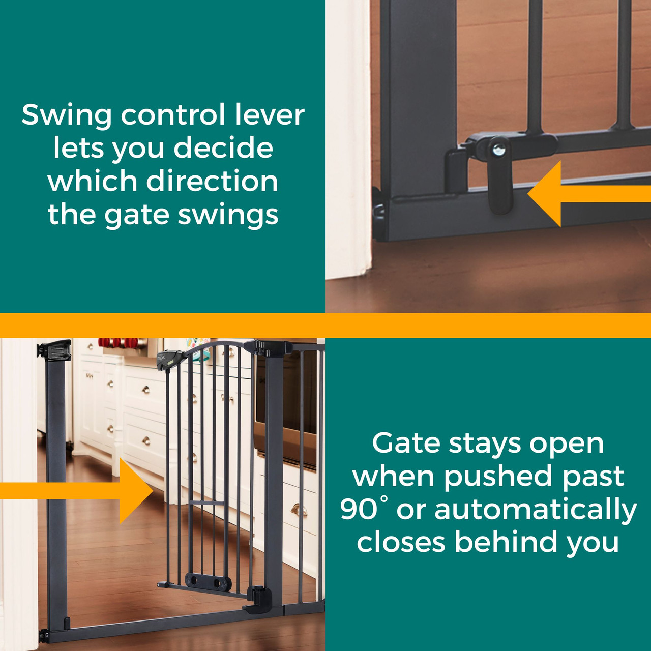North States MyPet Wide Deco EasyPass Pet Gate® with Auto Close