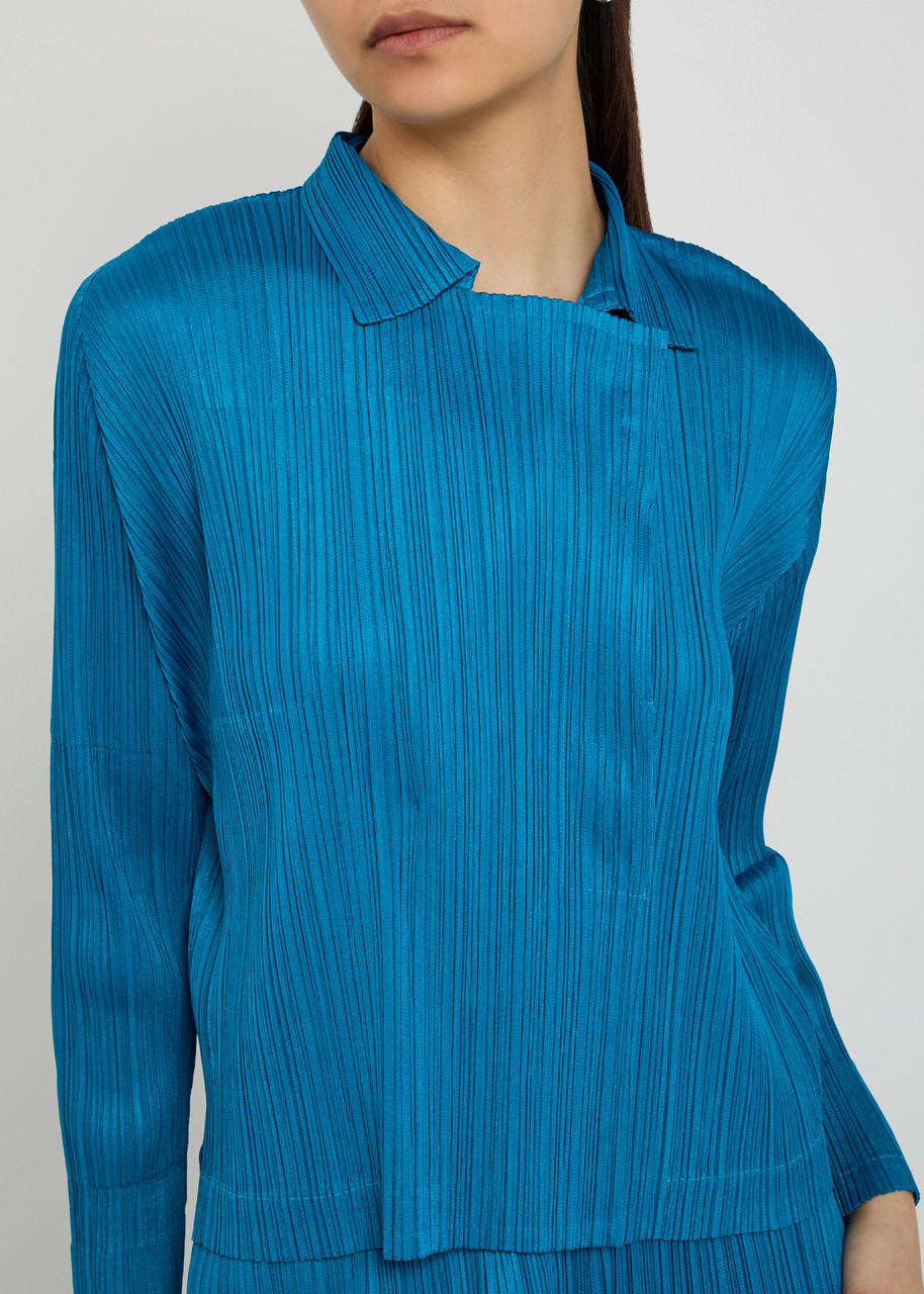 ISSEY MIYAKE PLEATS PLEASE Pleated double-breasted woven shirt