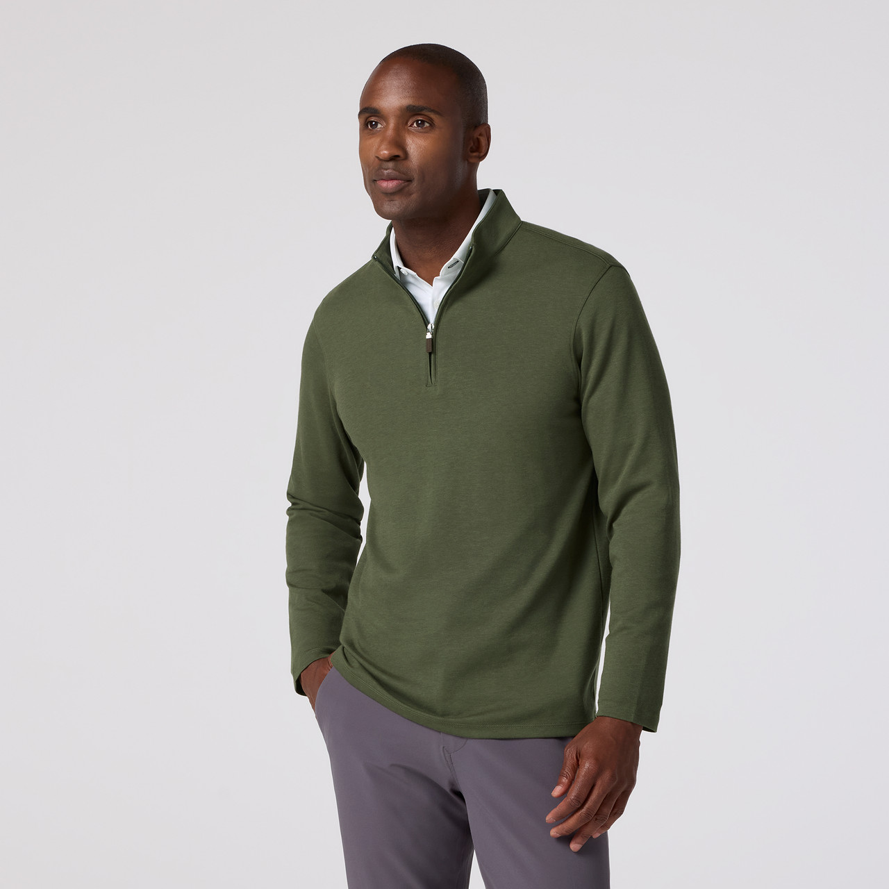 Mizzen+Main KPI Quarter Zip - Olive - TLY19-OLV