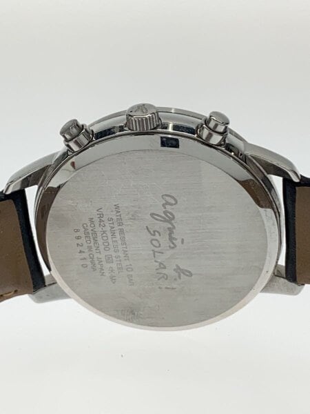 agnes b.(アニエスベー) / ソーラー腕時計/アナログ/レザー/WHT/BLK/SS