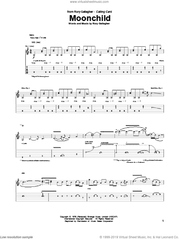 Moonchild sheet music for guitar (tablature) (PDF)