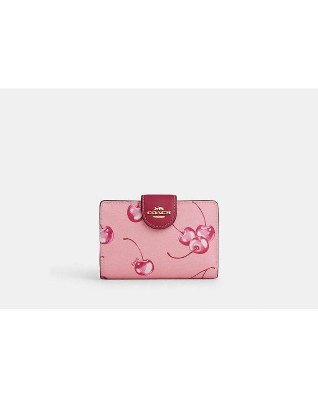 COACH Medium Corner Zip Wallet With Cherry Print in Black | Lyst