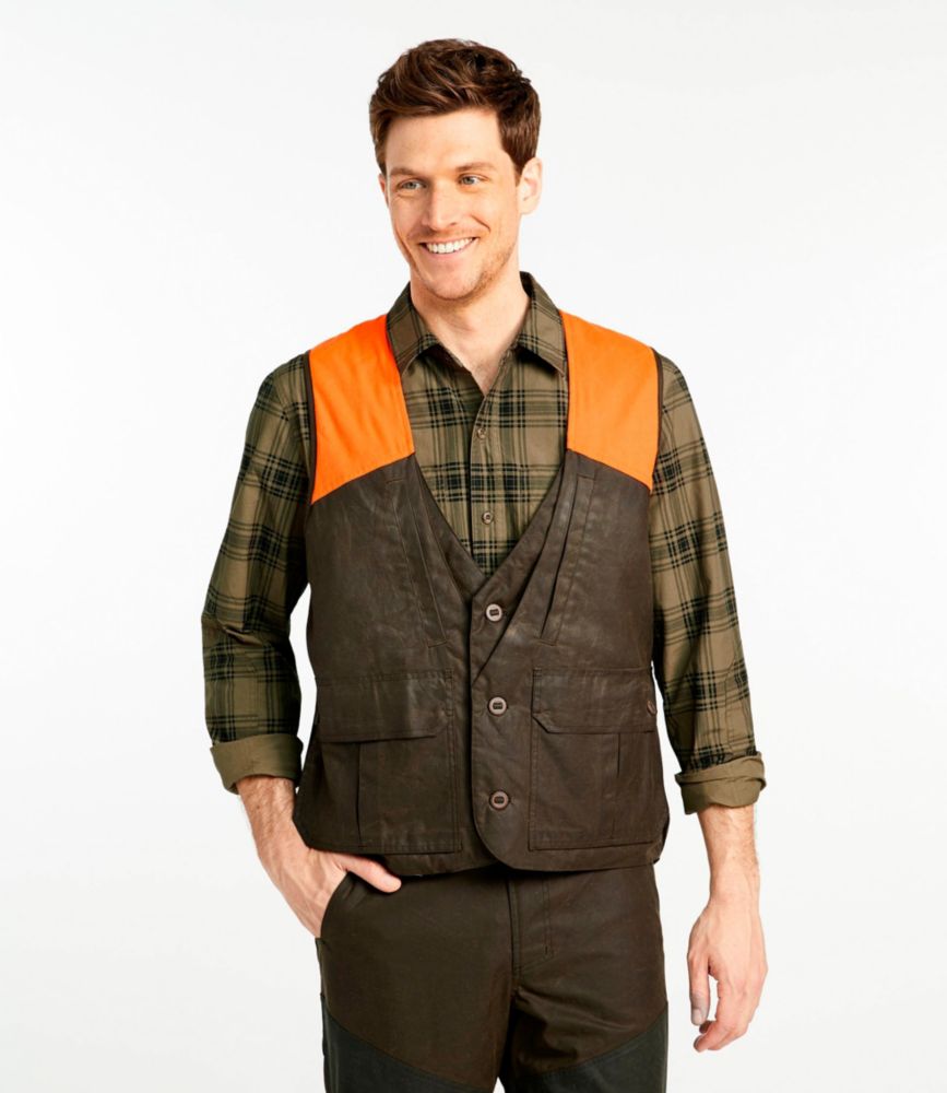 Men's Double L Waxed-Cotton Upland Vest, Hunter Orange