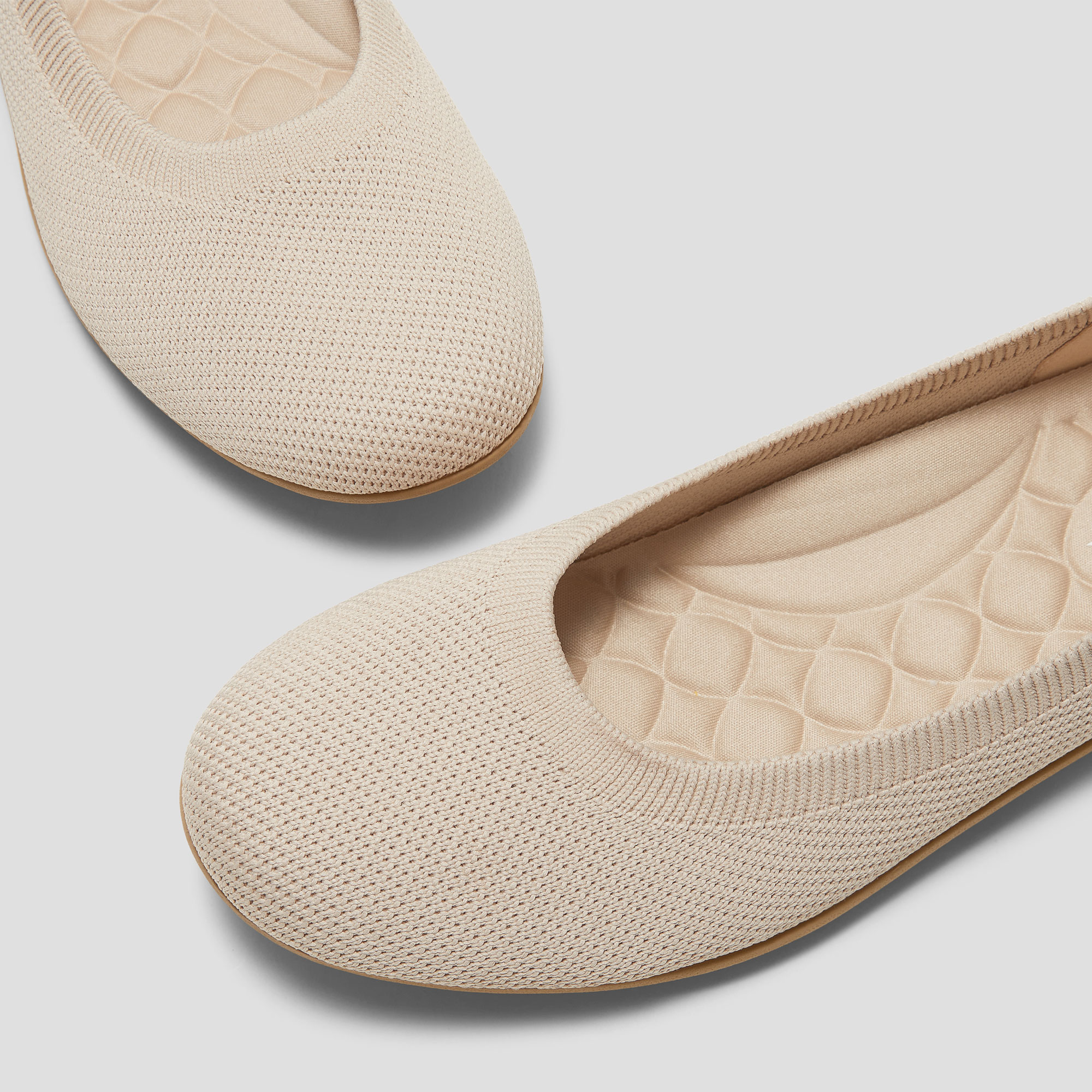 Water-Repellent Round-Toe Walking Flats (Claire Walker), ALMOND