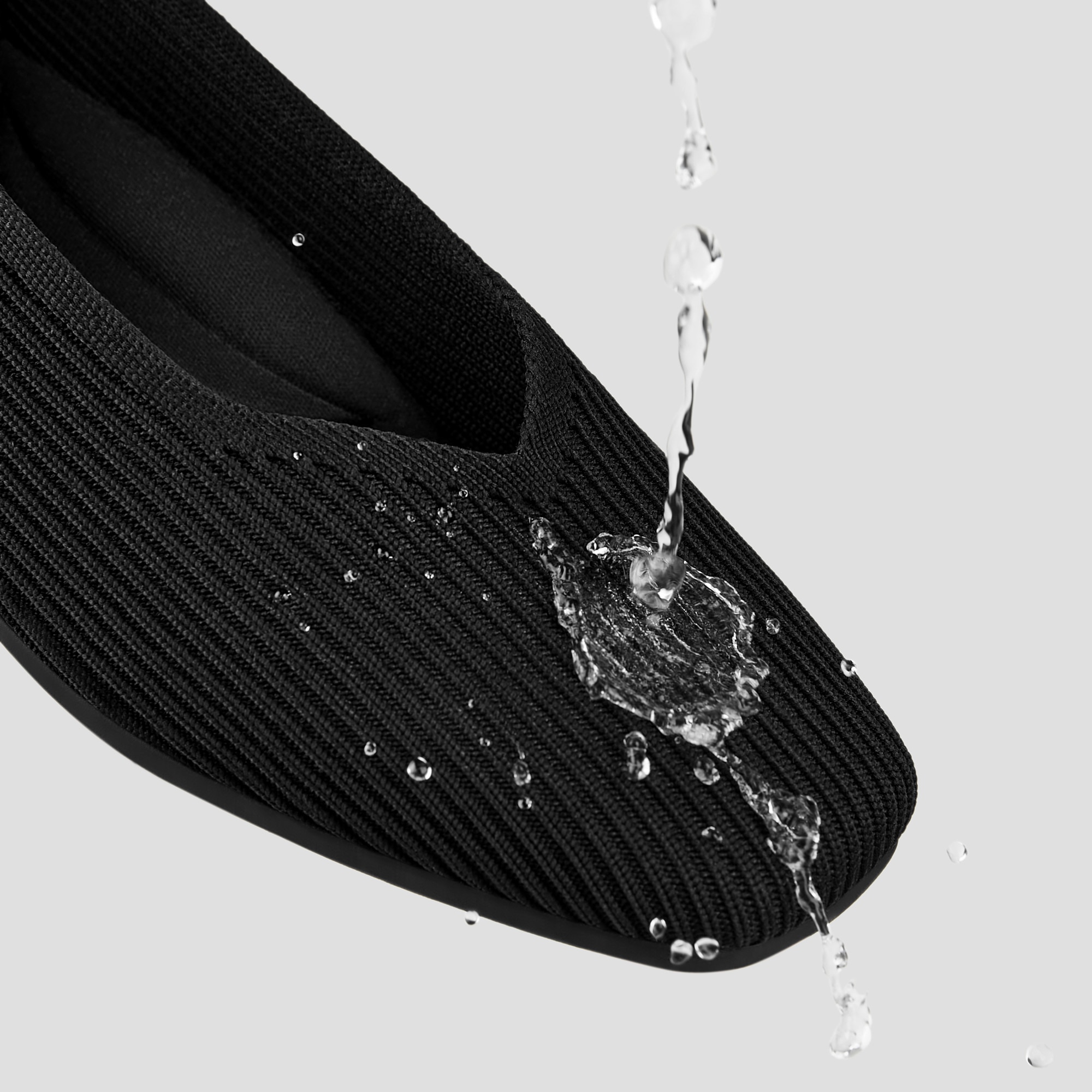 Lightweight Square-Toe V-Cut Flats (Margot™ Walker), BLACK WATER