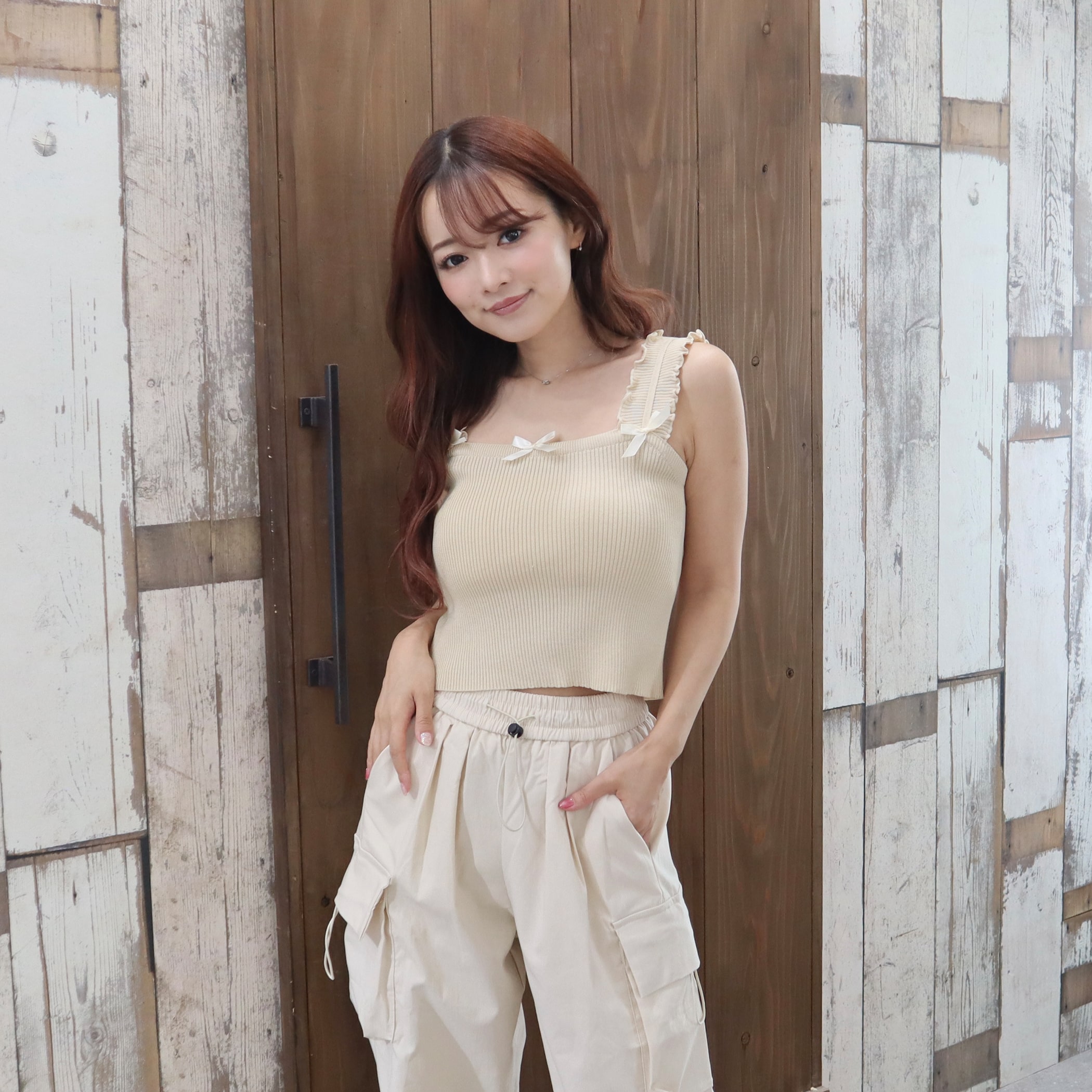 リブニットリボン付きキャミソール｜カットソー｜CECIL McBEE(セシル