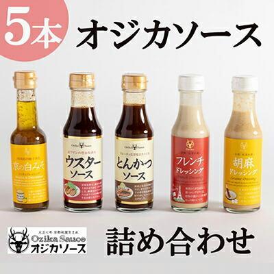オジカソース】調味料詰め合わせ（ソース2種＆ドレッシング3種
