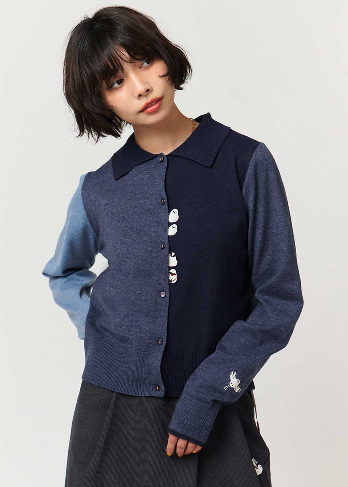 シマエナガ｜襟付きニットカーディガン｜ウィメンズ｜グラニフ(graniph