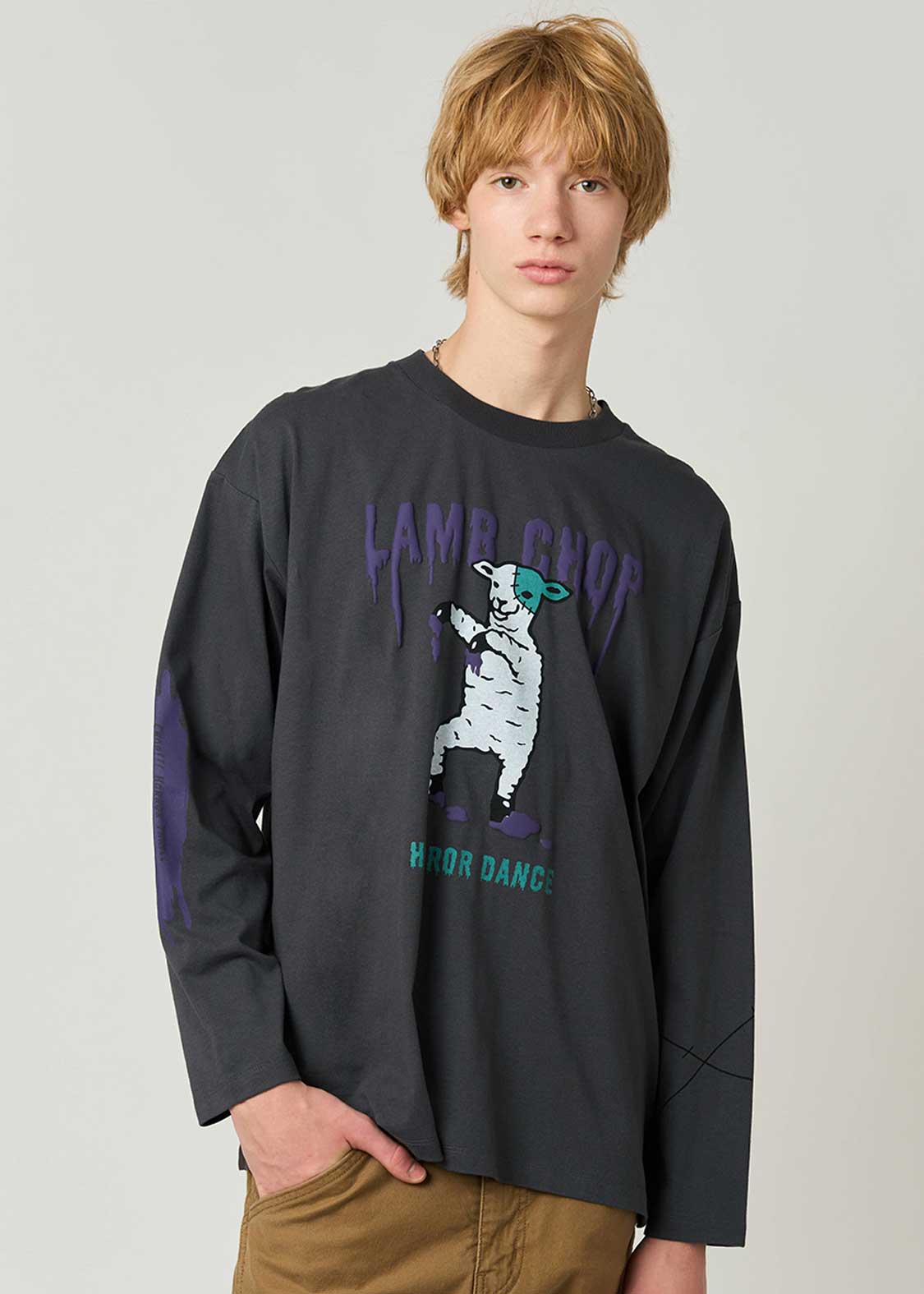 ラムチョップホラーダンス｜ビッグシルエット長袖Tシャツ｜ユニ
