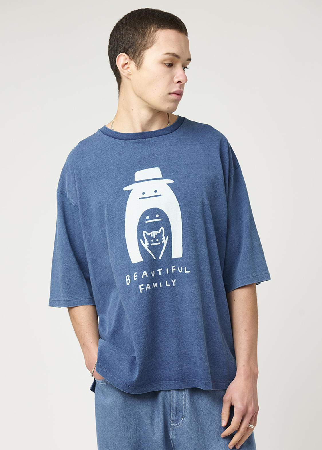 ビューティフルシャドーファミリー｜インディゴビッグシルエットT