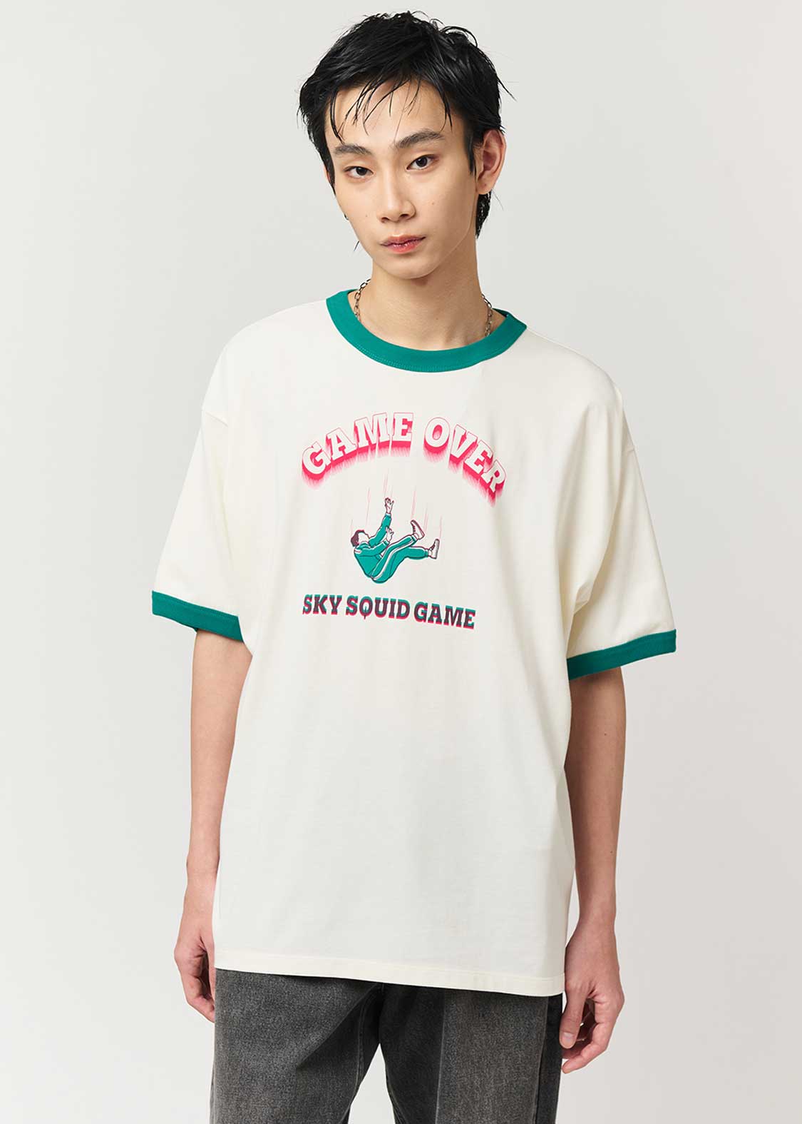 GAME OVER｜ビッグシルエットトリムTシャツ｜ユニセックス｜グラニフ