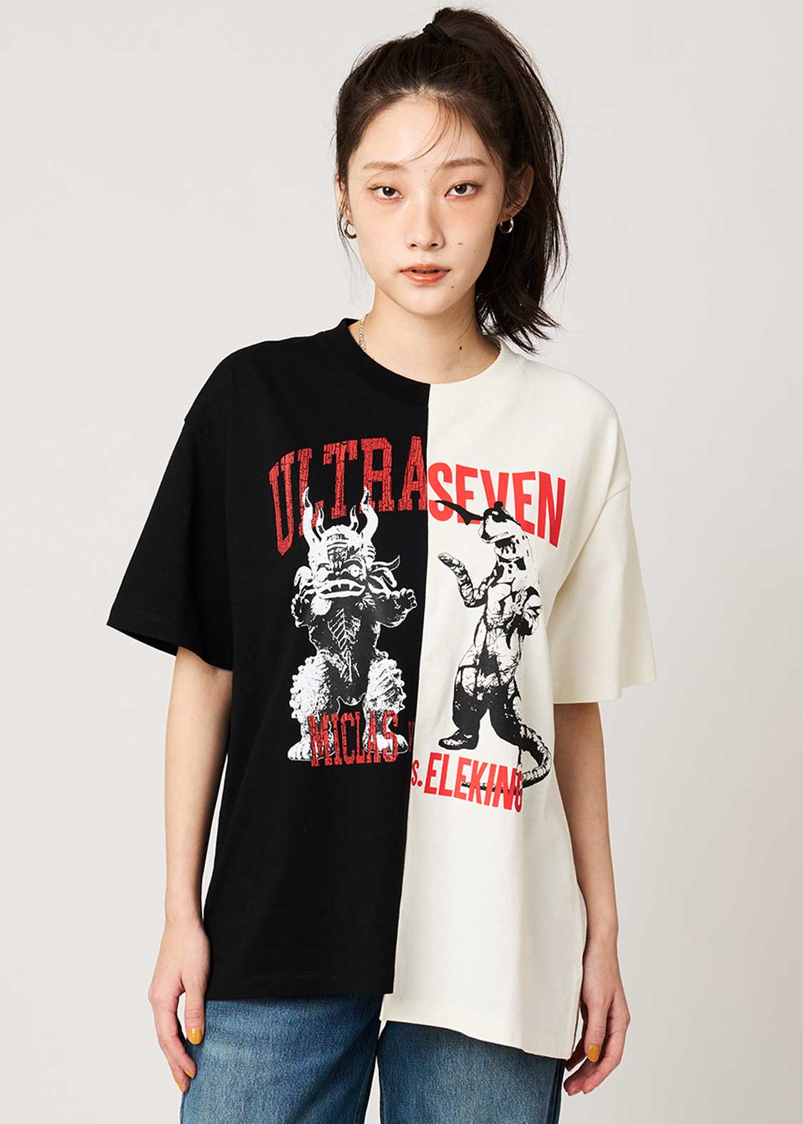 ミクラスVSエレキング ｜切替ビッグシルエットTシャツ｜ユニセックス