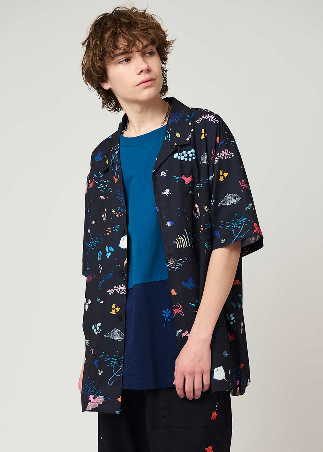 メンダコアンドシーフレンズ｜ビッグシルエットオープンカラーシャツ