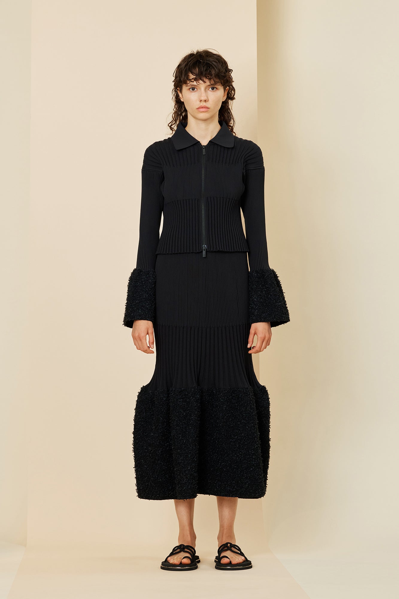 FLUTED REEF CROPPED ZIP SHIRT CARDIGAN