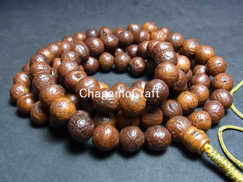 鳳眼菩提樹のチベット念珠 (Tibetan Buddha Chitta Mala ) 108珠・12mm