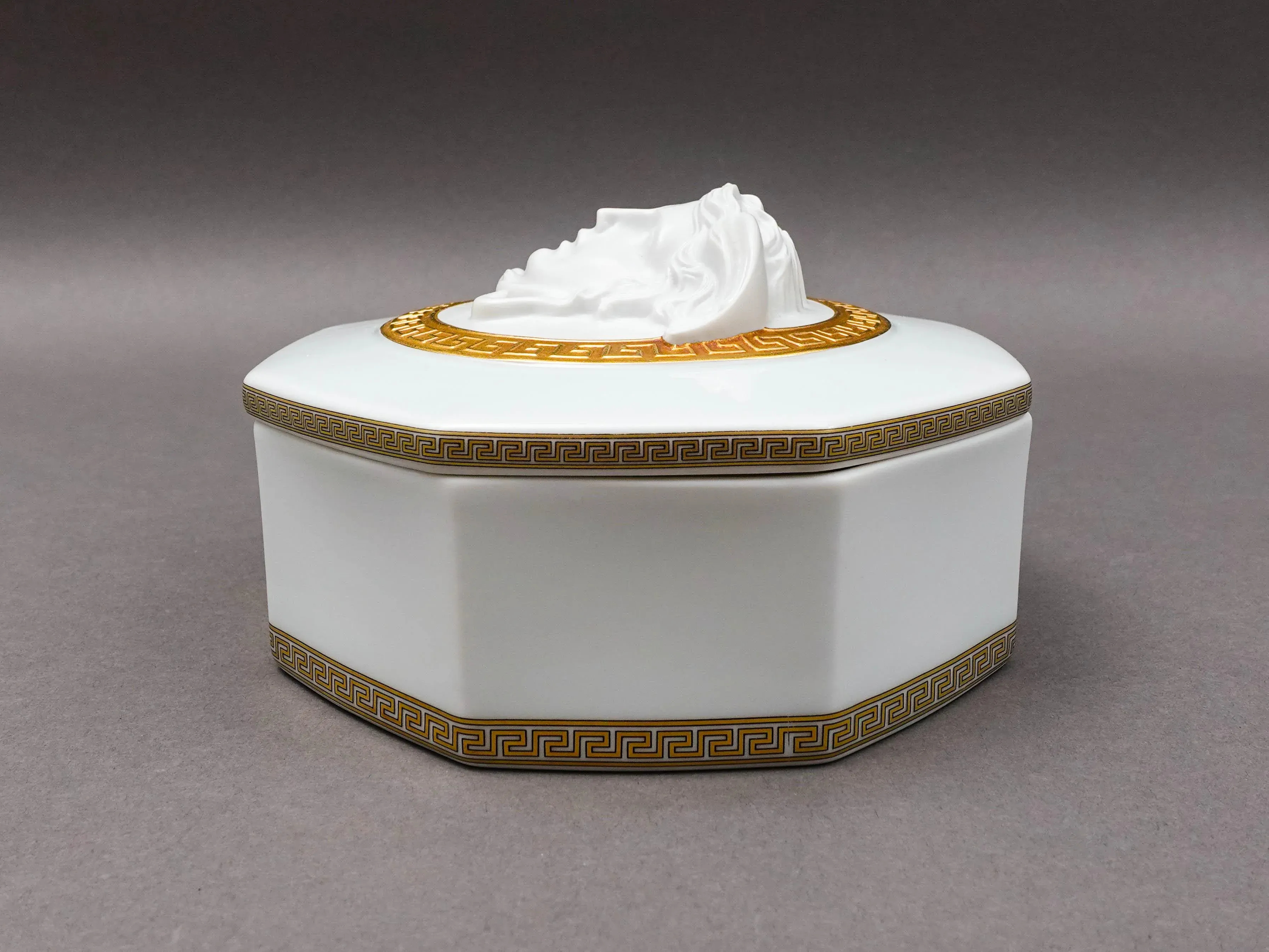 Vintage Versace Rosenthal Gorgona Medusa Gold Greek Key Porcelain
