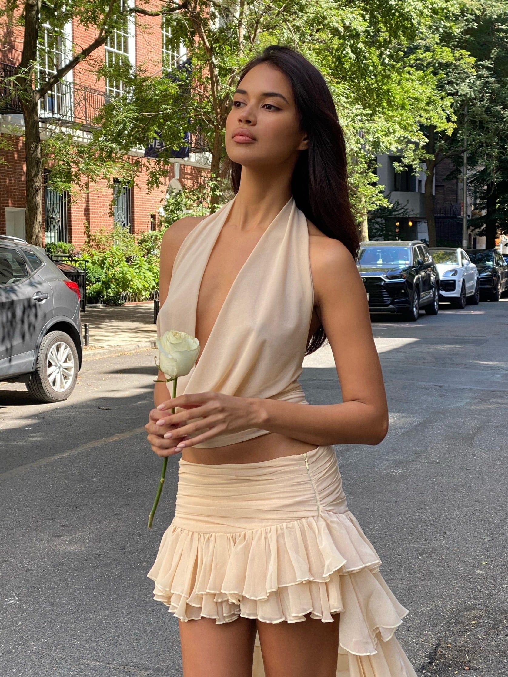 Stella Halter Top Mesh - Ivory – Cherie