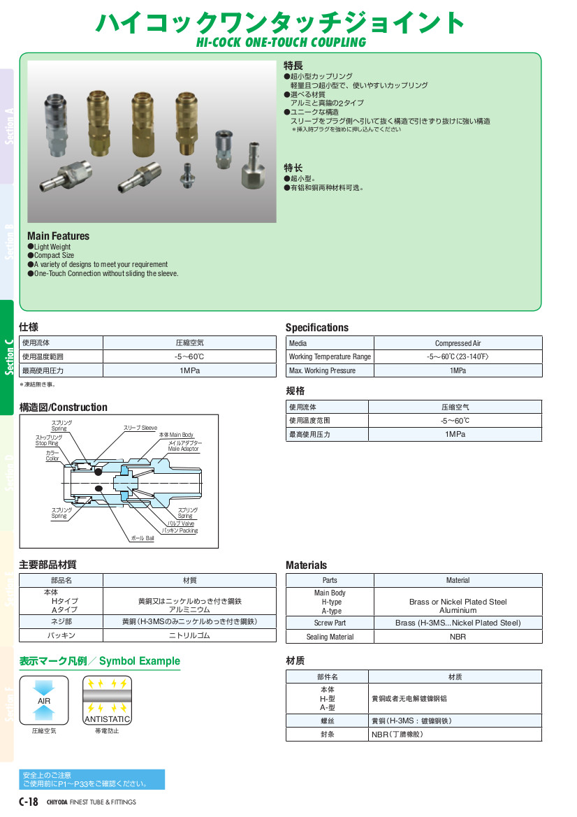 ハイコックワンタッチジョイント ニップル（オネジ） | 千代田通商株式会社