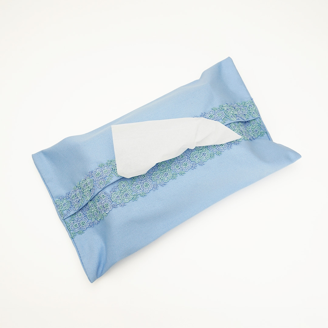 ティッシュBOXカバー／ネモフィラ（ブルー） | 横浜元町 近沢レース店