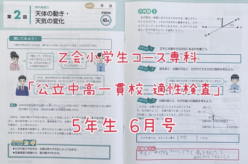 Z会小学生コース専科「公立中高一貫校 適性検査5年生」を3ヶ月で