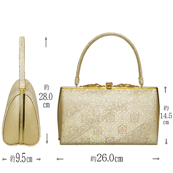 草履バッグセット 沙織 礼装用 ゴールド系の草履&花と七宝柄のバッグ