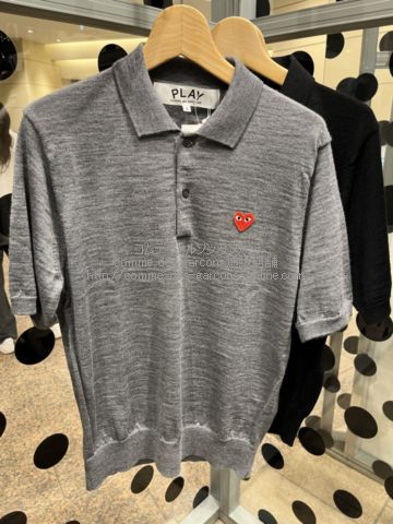 プレイ コムデギャルソン ニット ポロシャツ-グレー| コムデギャルソン