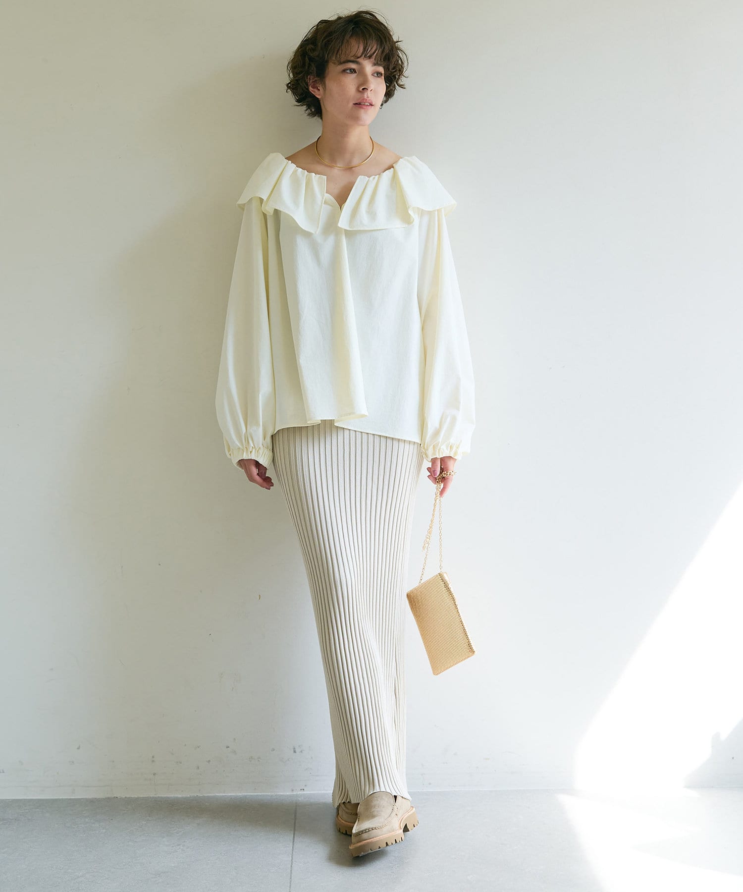 ポプリンフリルブラウス | Whim Gazette(ウィム ガゼット)レディース