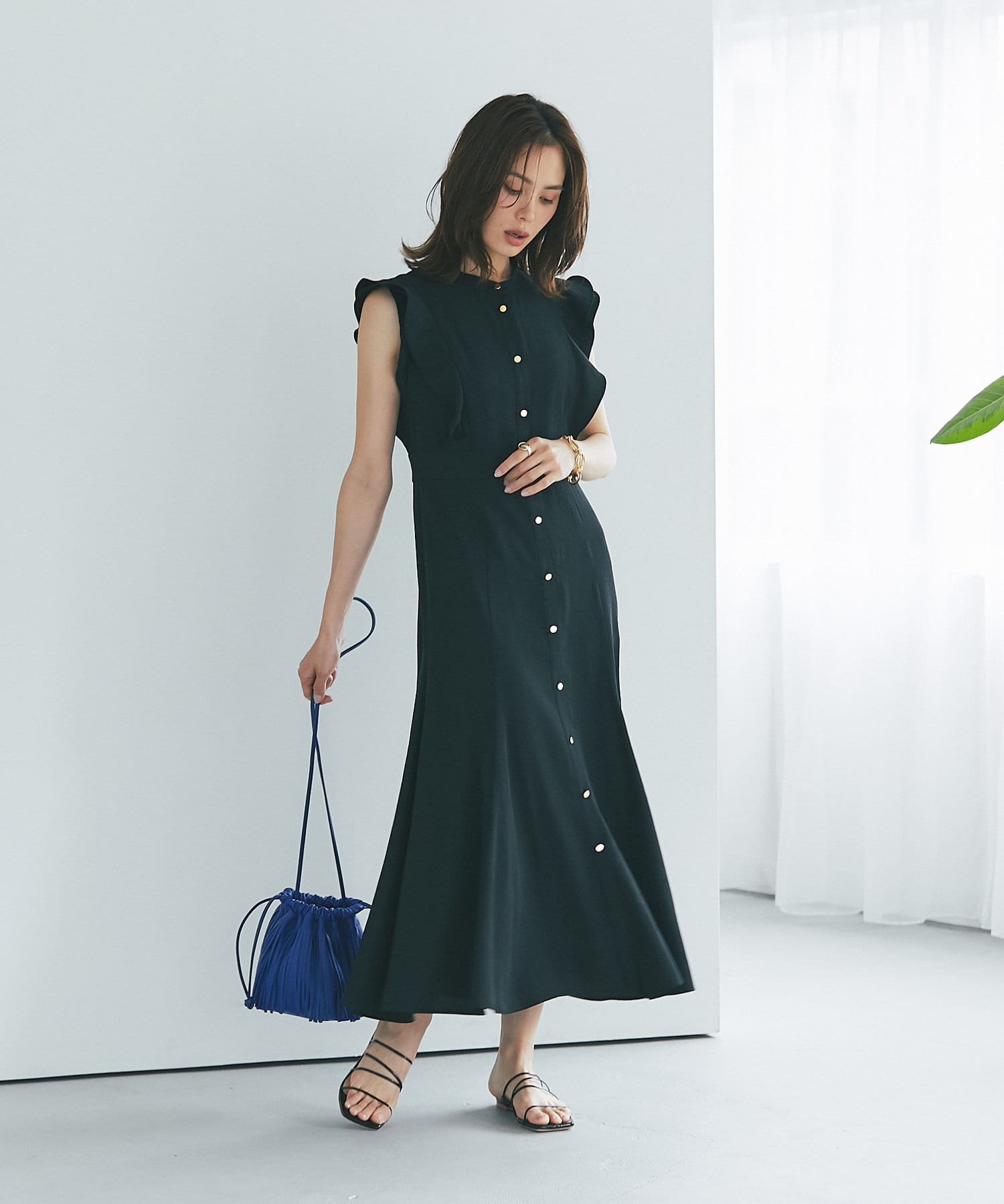 爽やかな素材感】シャンブレーマーメイドシャツワンピース | La