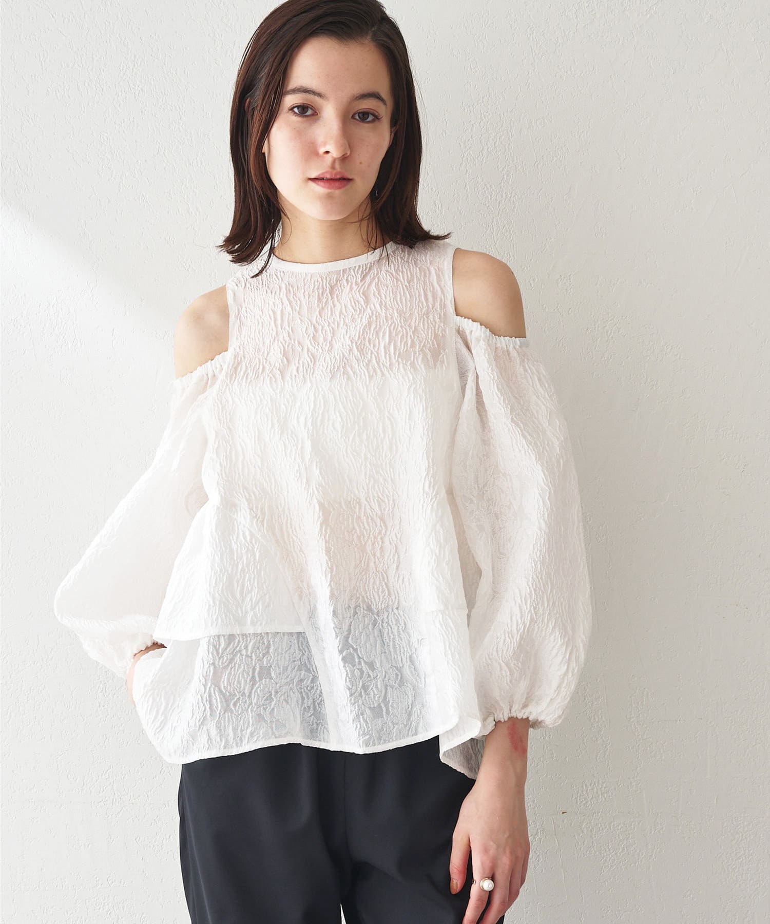 THE PAUSE】ジャガードフレアブラウス | Whim Gazette(ウィム ガゼット