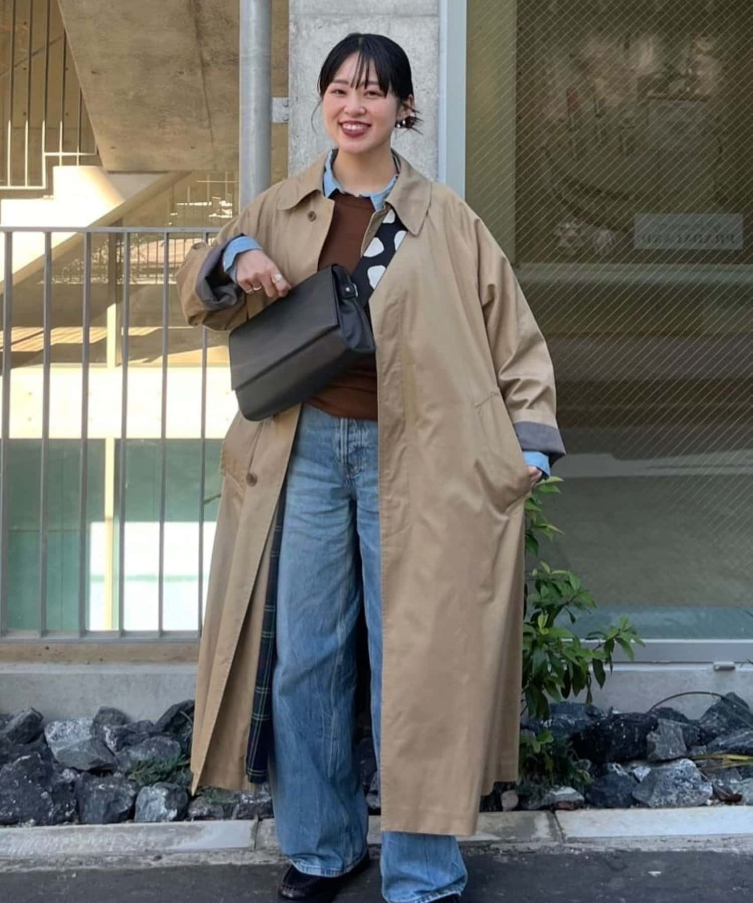 柄ワイドテープショルダーバッグ《本革/軽量470g/ボディバッグ/500ml