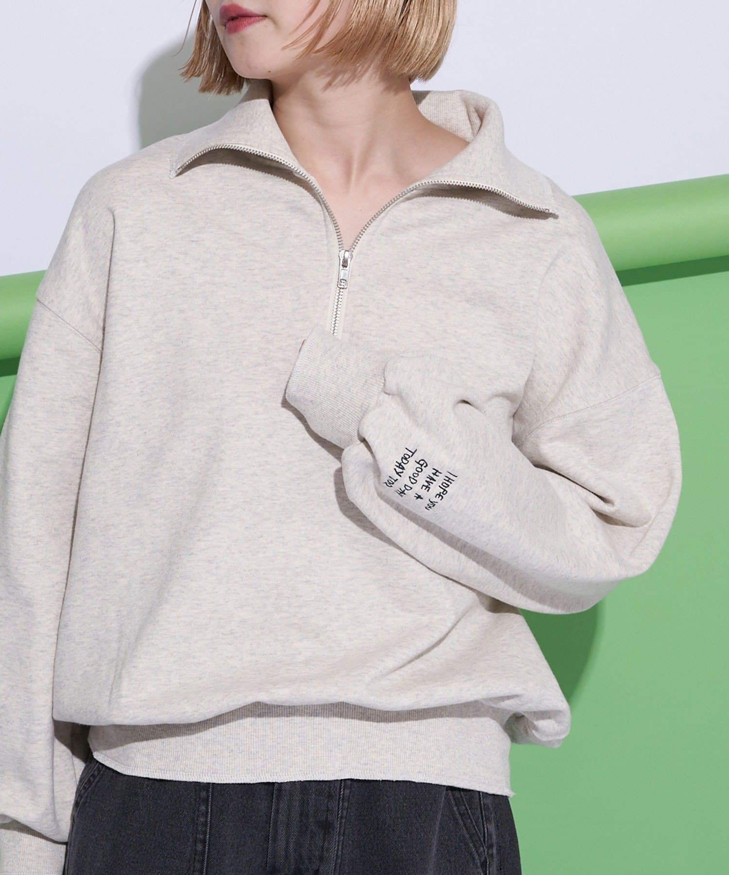 Ciaopanic】袖刺繍ハーフZIPオーバースウェット | OUTLET(アウトレット