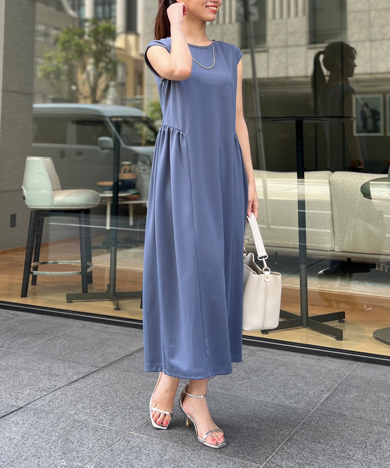 サイドギャザーノースリカットワンピース | Chez toi(シェトワ