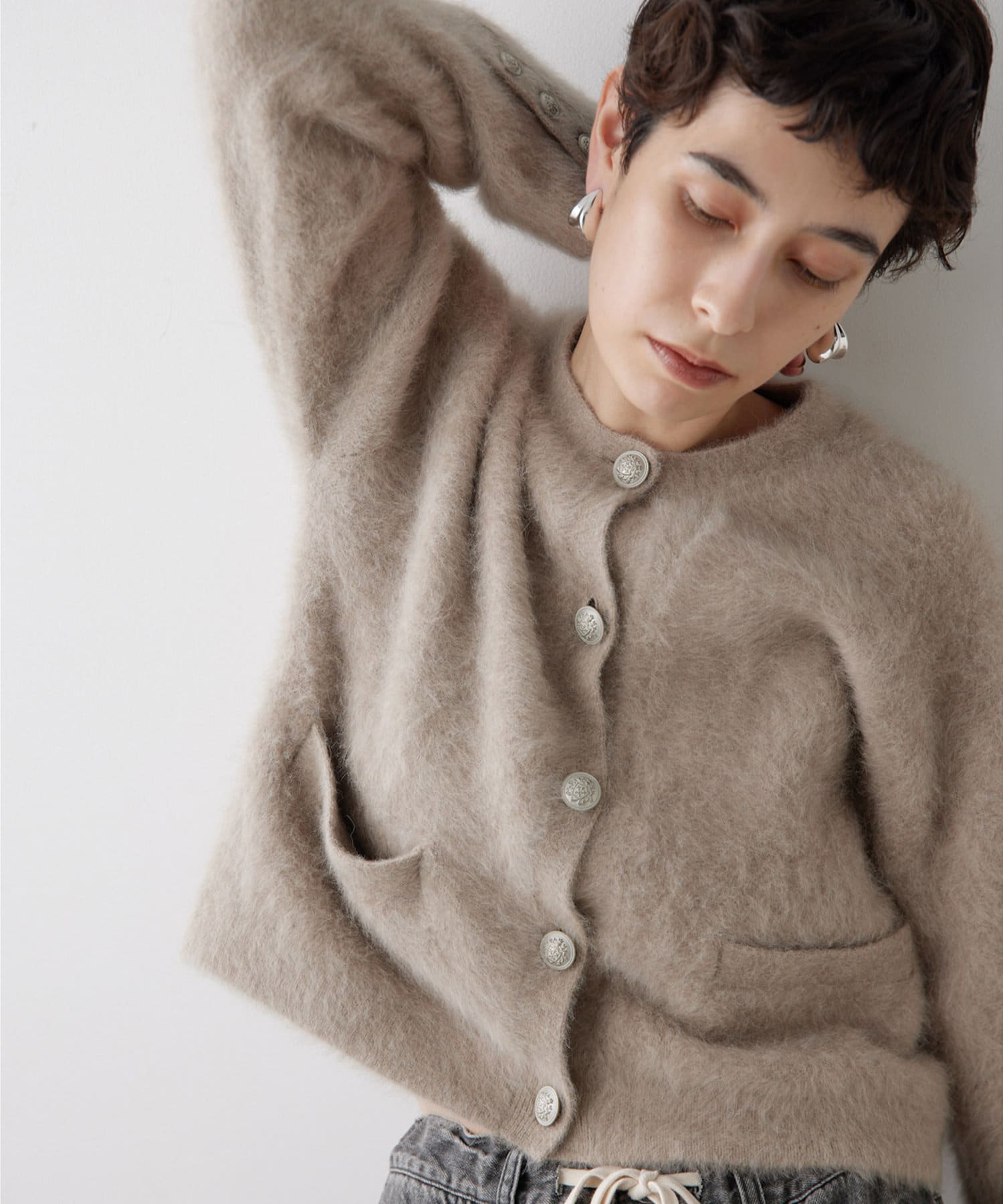 カシミヤ混ファーニットジャケット | Whim Gazette(ウィム ガゼット