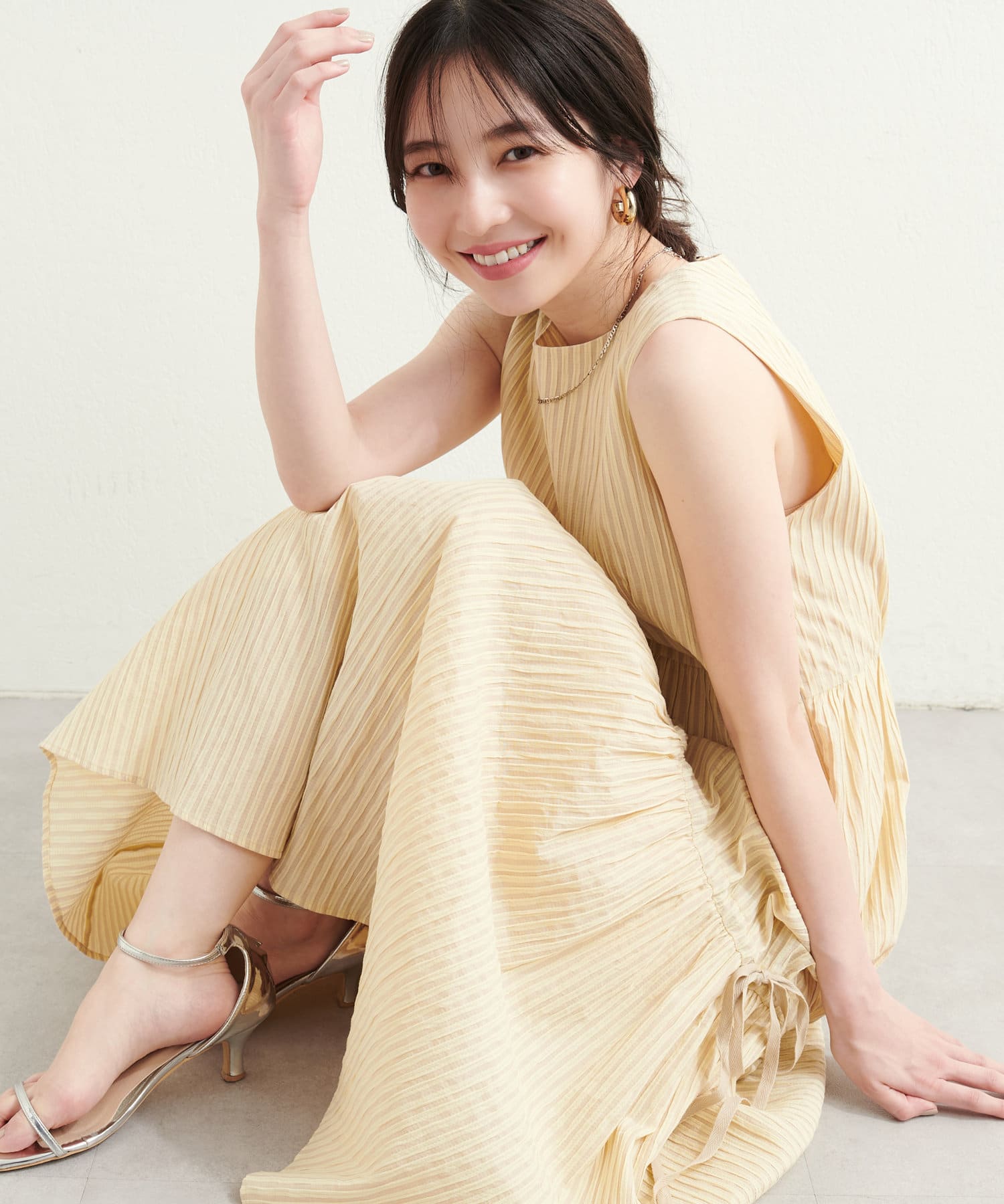 サイドリボンドロストティアードワンピース | natural couture