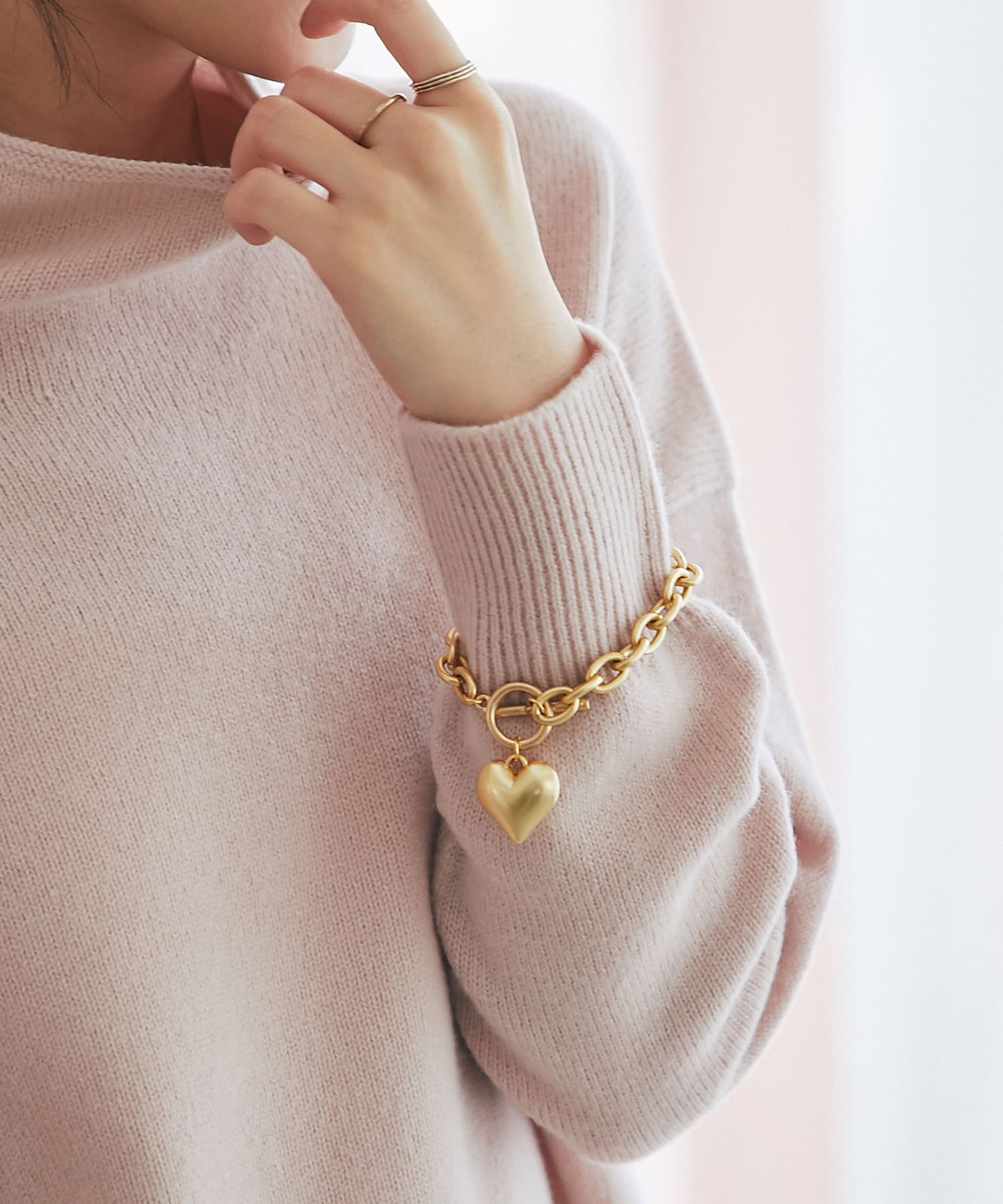 片手で簡単着用！】ハートチャームブレスレット | La boutique BonBon