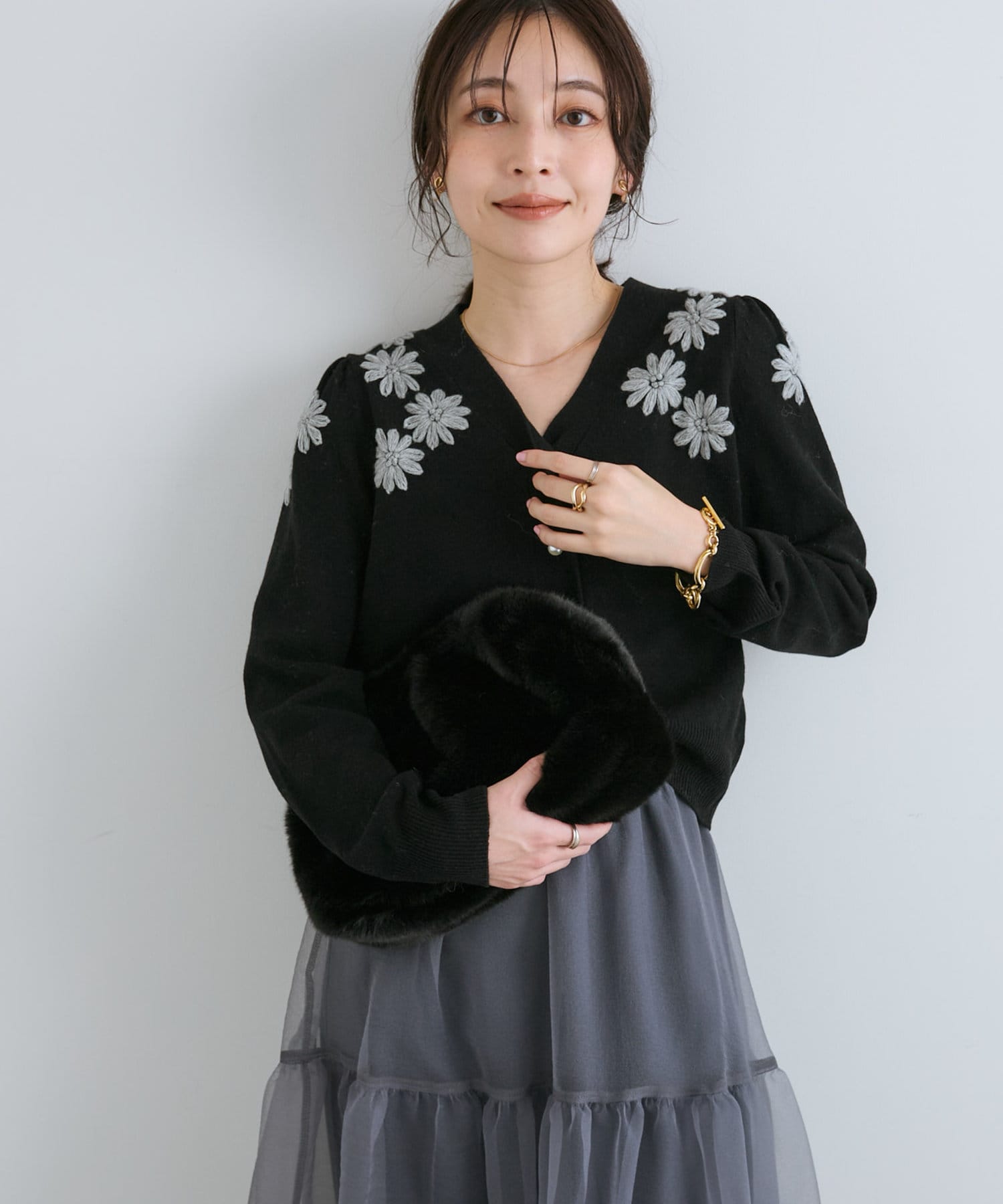 最強愛され】お花刺繍クロップドカーディガン | La boutique BonBon