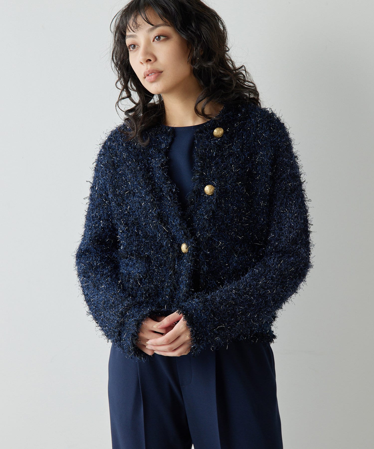 ラメツィードニットジャケット | Whim Gazette(ウィム ガゼット