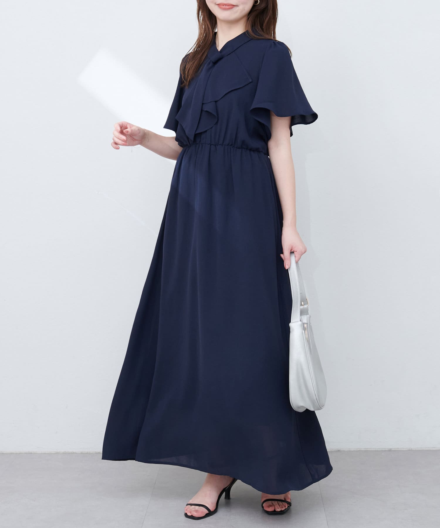 WEB限定】ボウタイアシメラッフルワンピース | natural couture