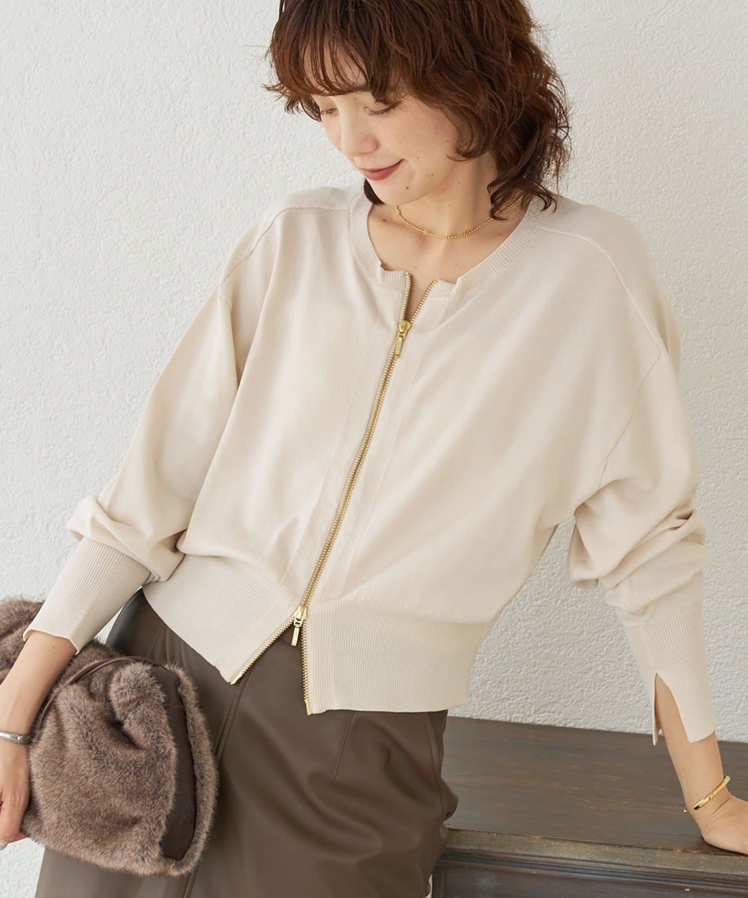 大人のこなれ感】ZIPニットカーディガン | RIVE DROITE(リヴドロワ