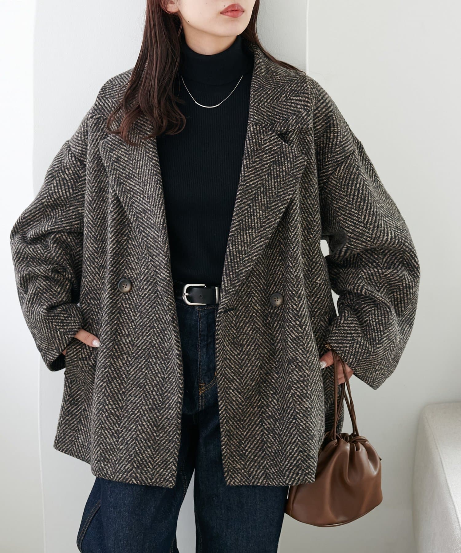 軽アウター/春も活躍/WEB限定】ヘリンボーンダブルテラージャケット