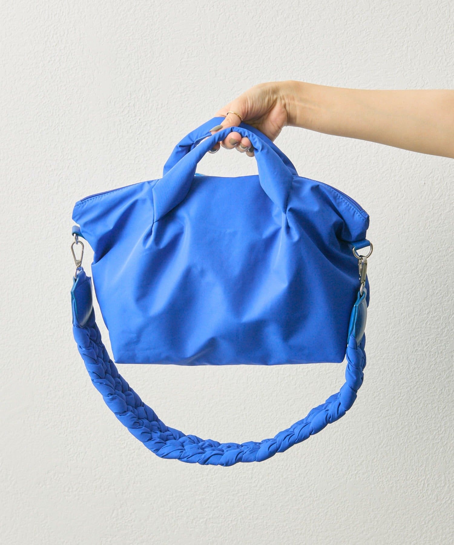 撥水》編み手ショルダー付きふわふわボストンバッグSサイズ | ear