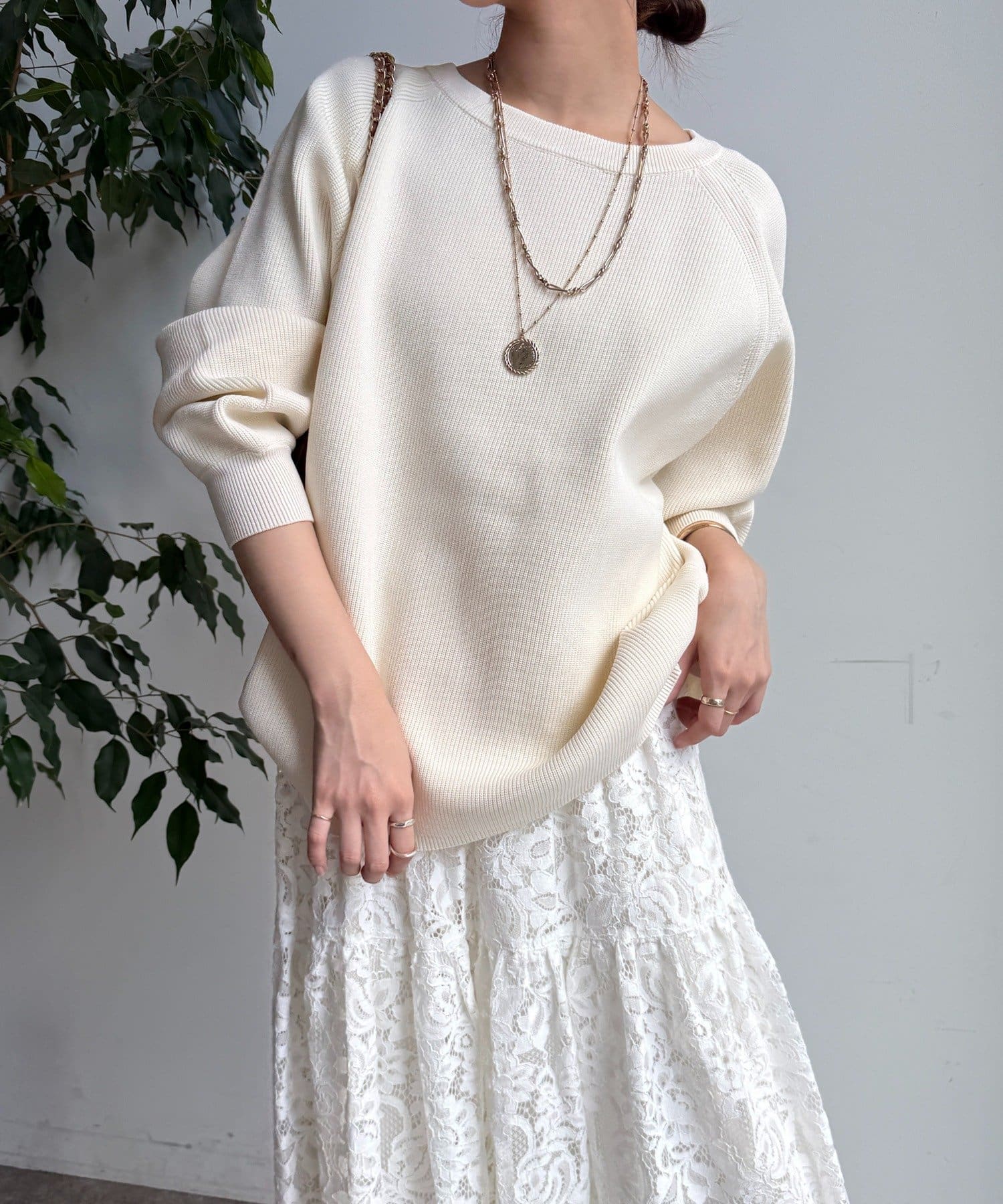 チクチク感ゼロニット！】ストレッチヤーン片畦ポンチョニット