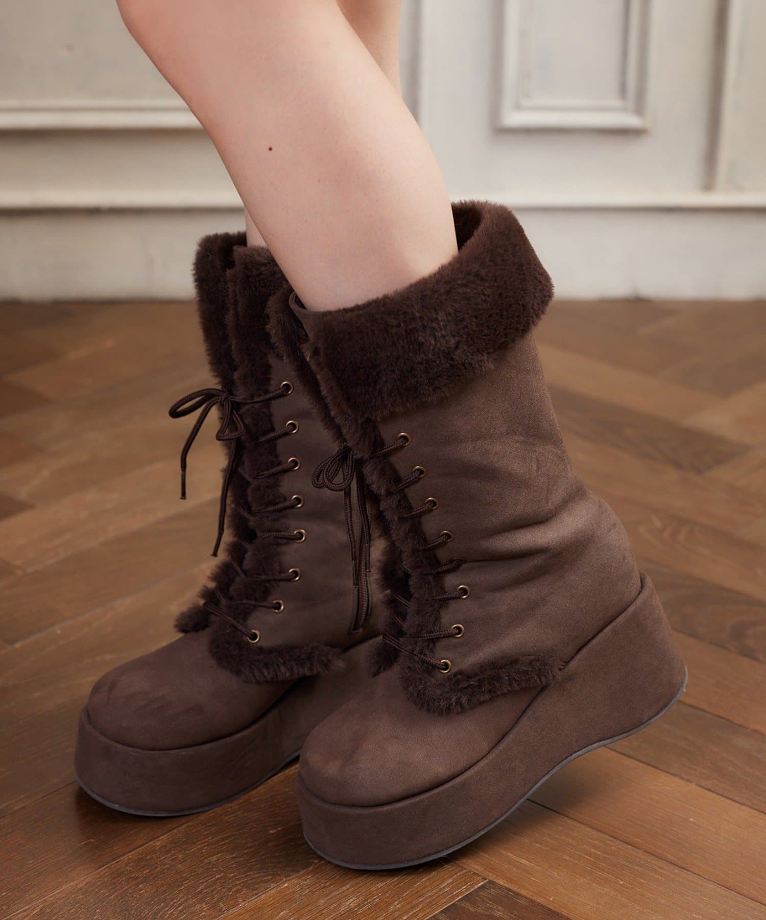 マイナス3キロレースアップムートンブーツ | one after another NICE