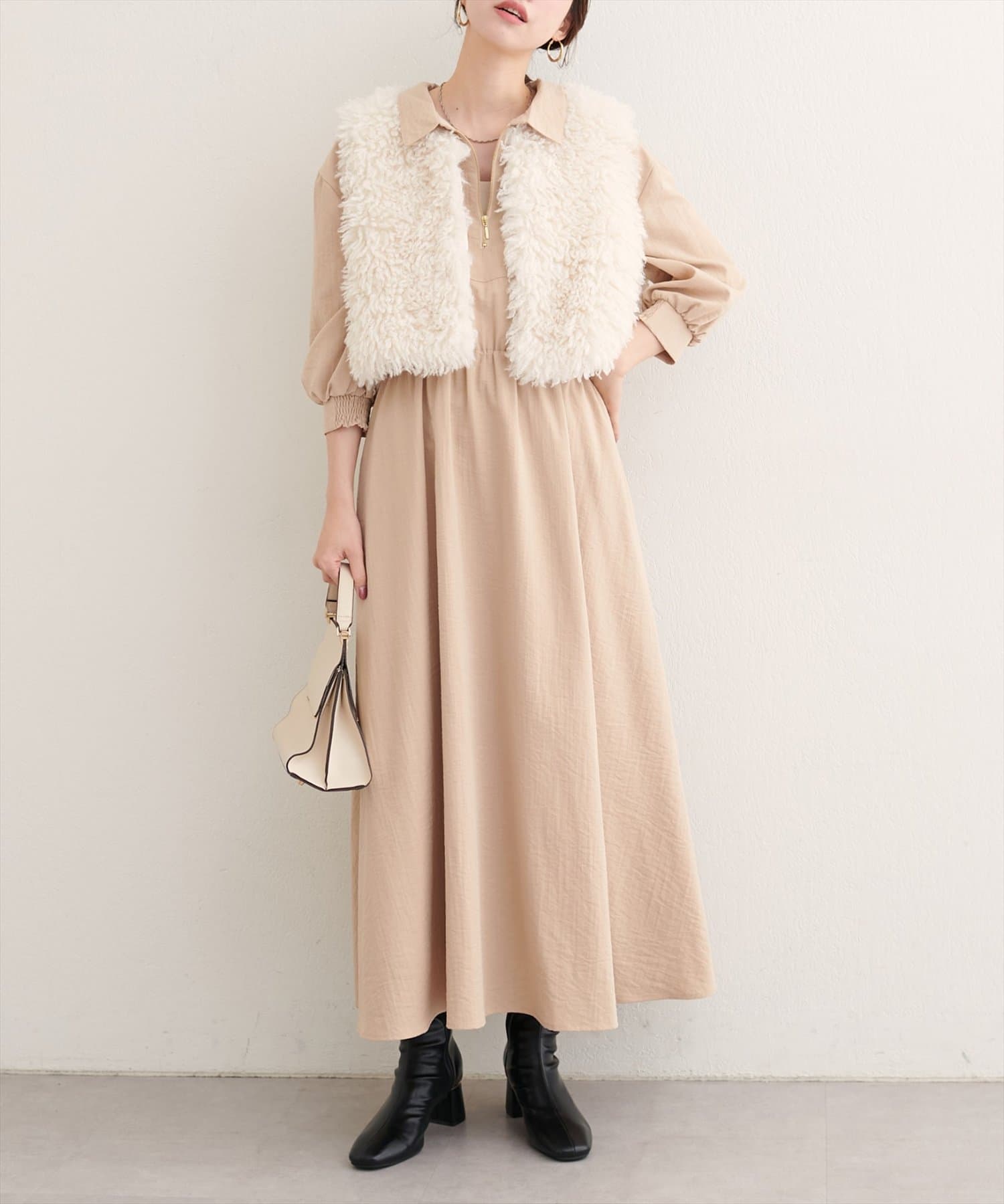 WEB限定】フロントZIP衿付きワンピース | natural couture(ナチュラル