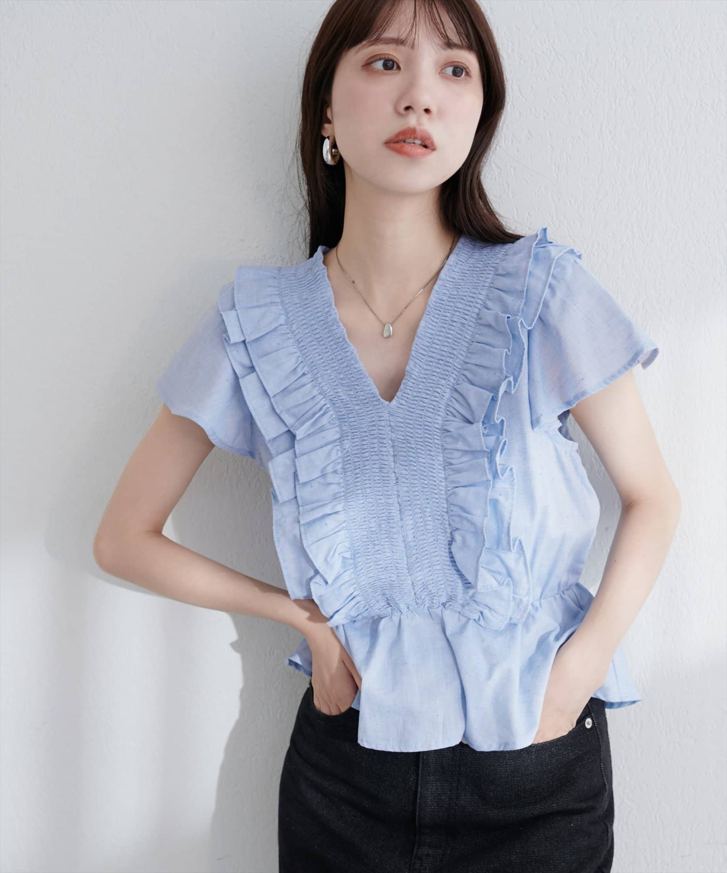 WEB限定】シャーリングペプラムブラウス | natural couture(ナチュラル