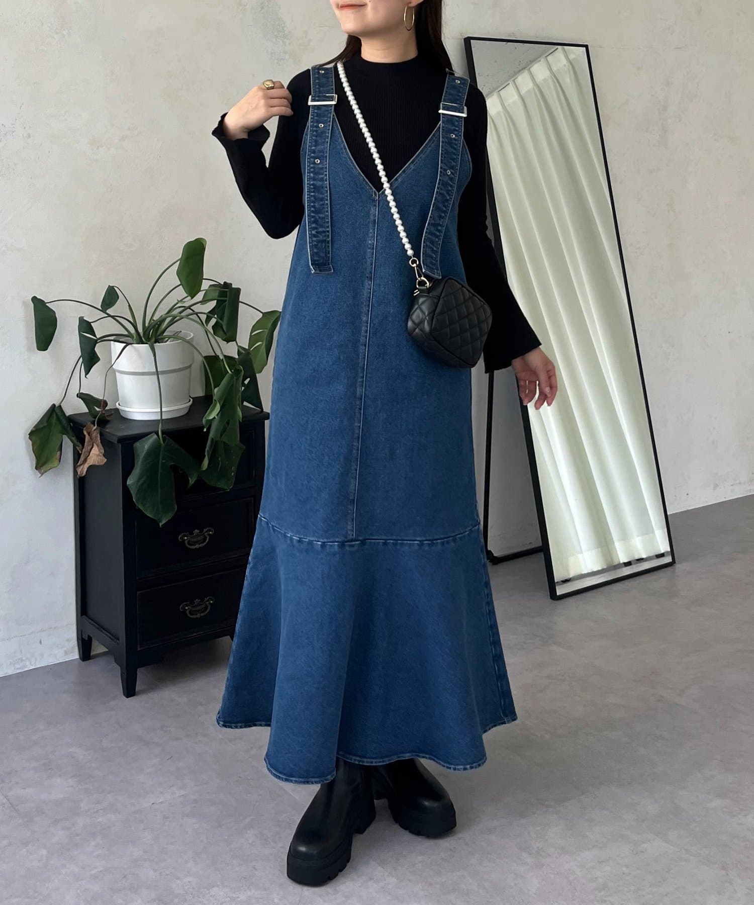 Vネックマーメイドストレッチデニムジャンスカ | prose verse(プロズ