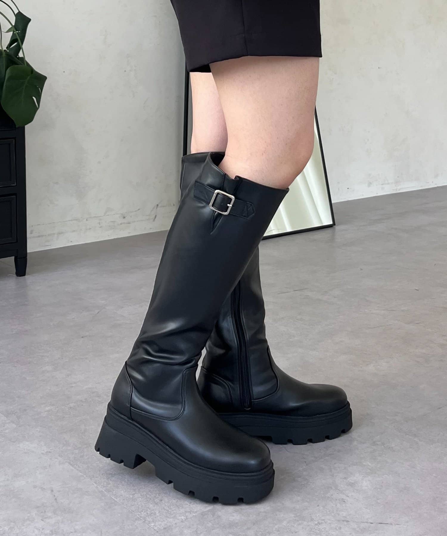 サイドバックル厚底ロングブーツ | prose verse(プロズヴェール