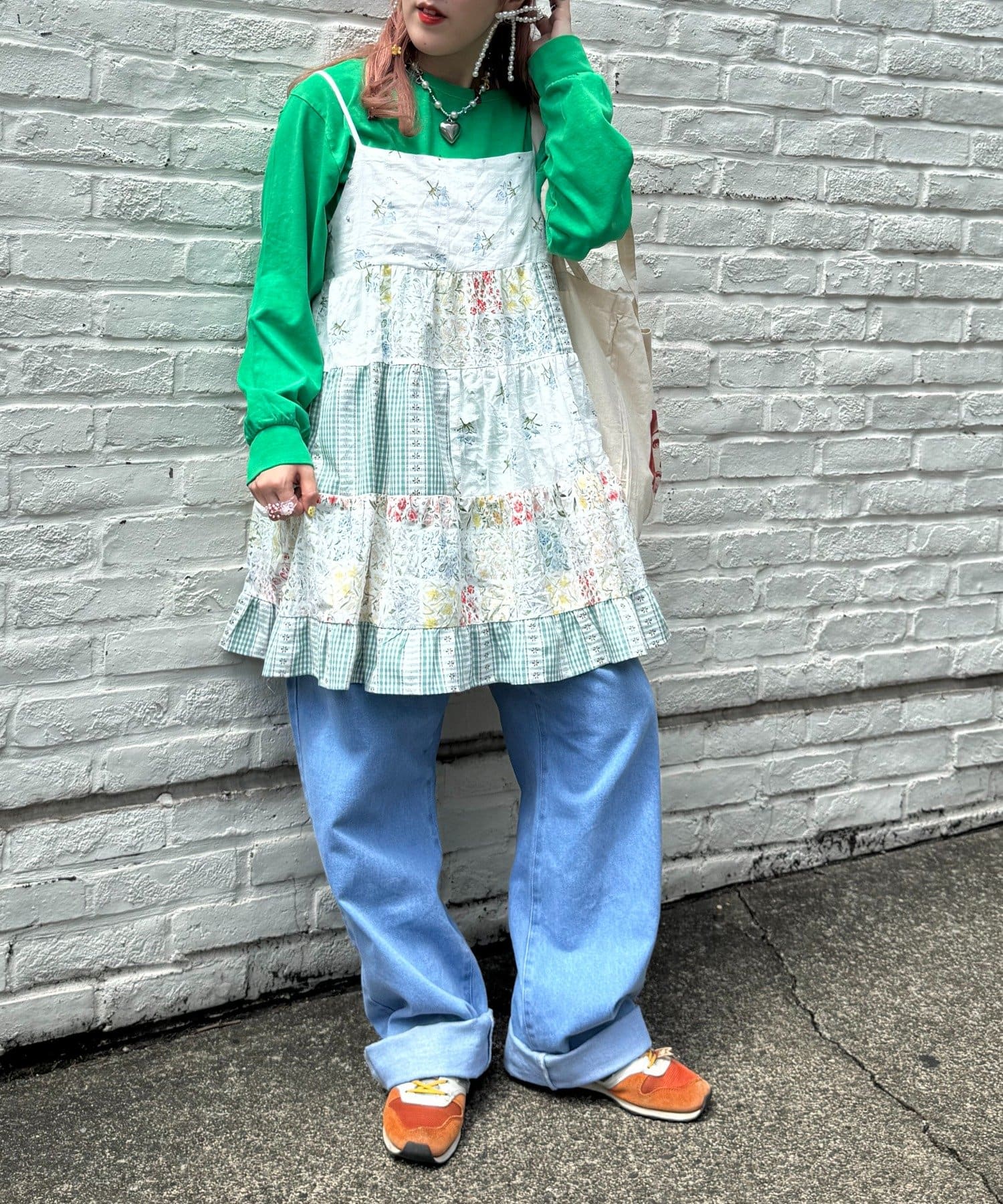 あみこ企画第2弾】お花パッチワークキャミワンピ | w closet(ダブル